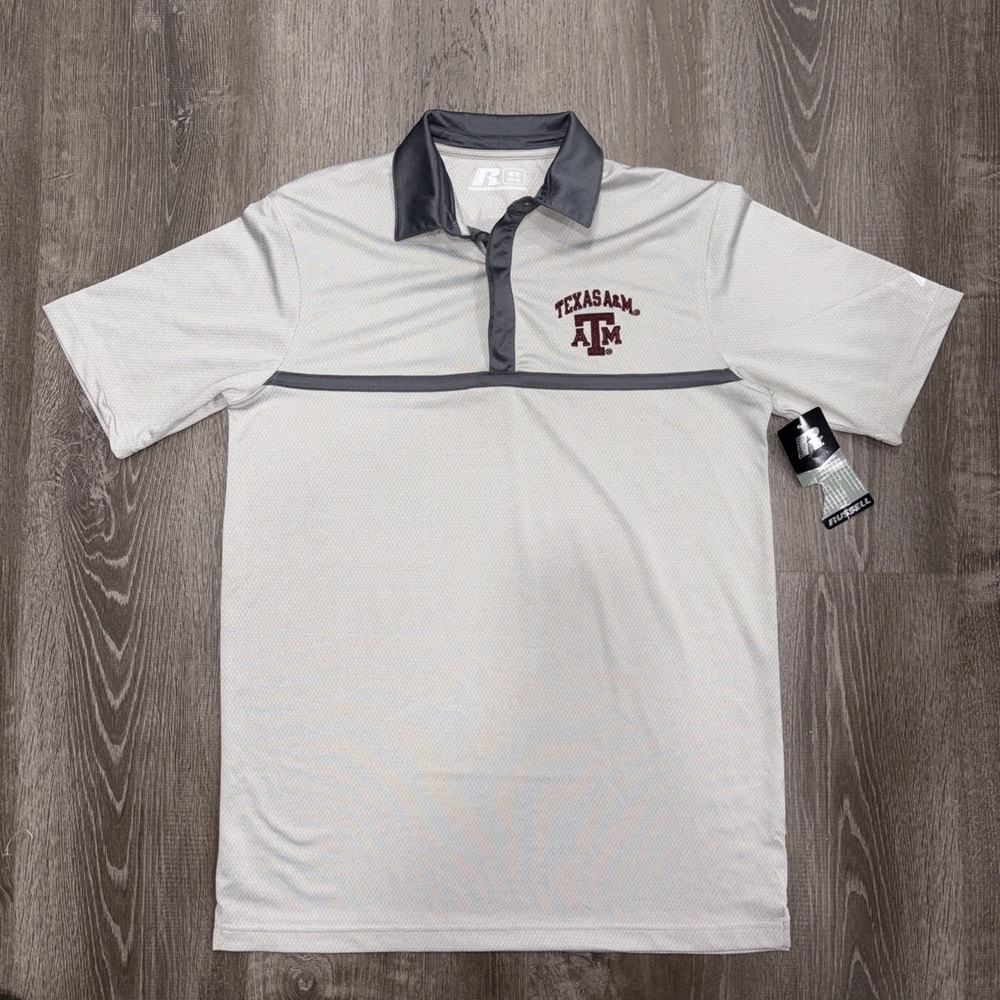 NWT Texas A&M Aggies Shirt Mens Medium NCAA College Russell Performance Polo